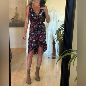 A NEW DAY High Low Floral Faux Wrap Midi Dress